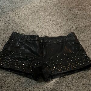 Free People Black Studded High Waist Shorts